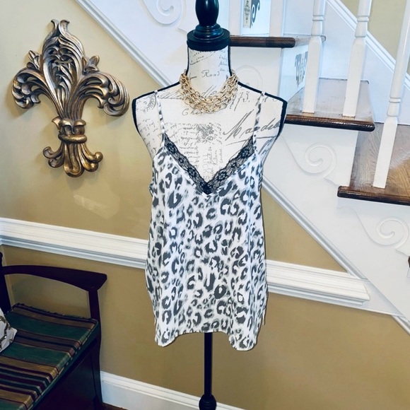 PINK ROSE Leopard and Black Lace Trim Cami Tank Top, NWOT - Picture 3 of 6